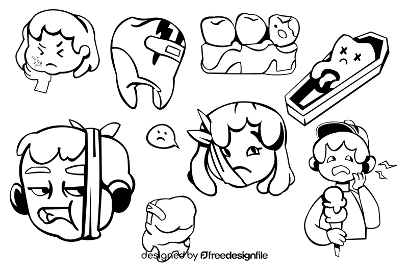 Toothache black and white vector