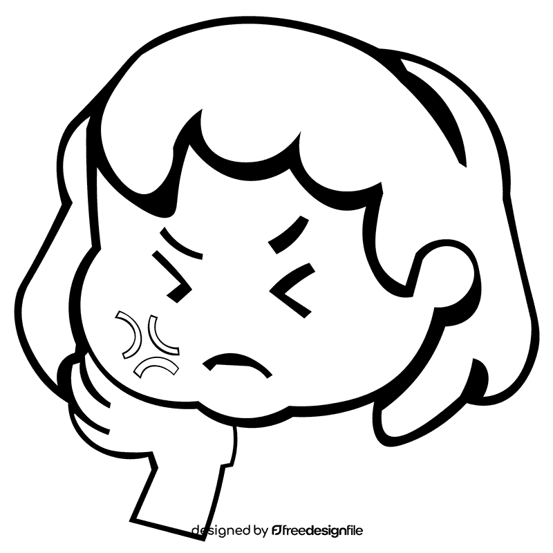 Toothache girl black and white clipart