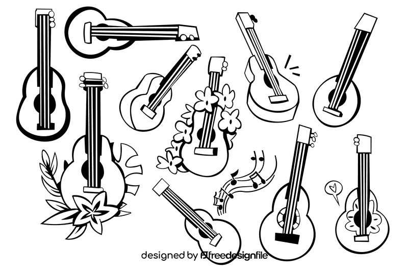 Ukulele black and white vector