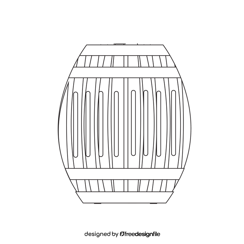 Wooden barrel drawing black and white clipart