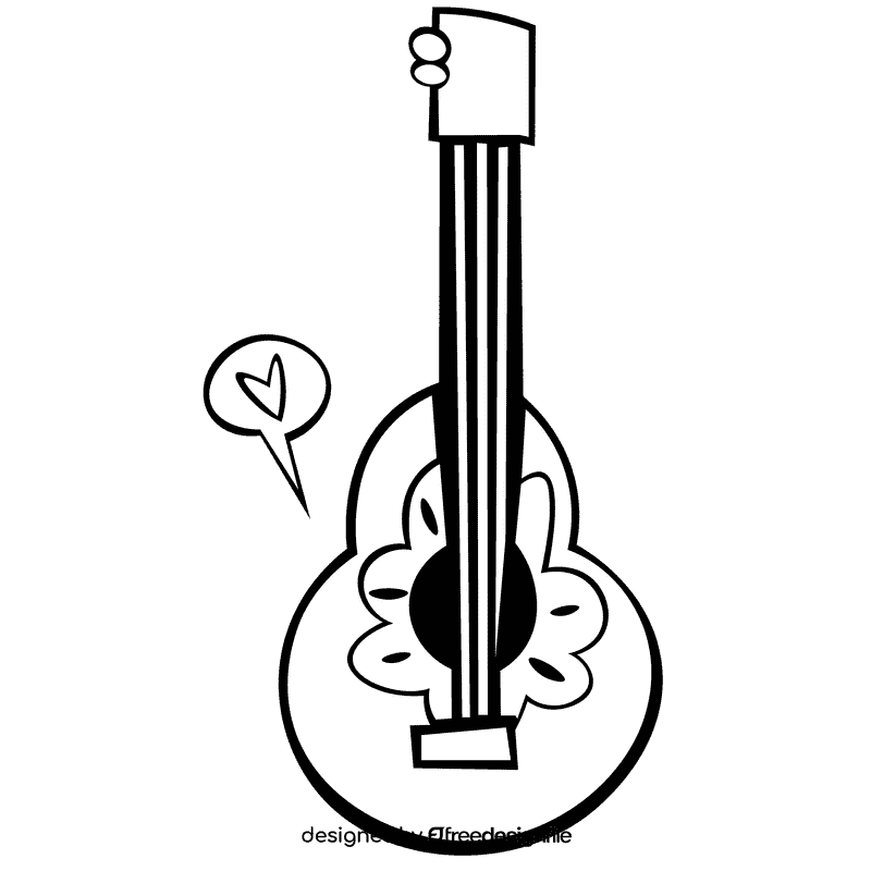 Ukulele pink black and white clipart