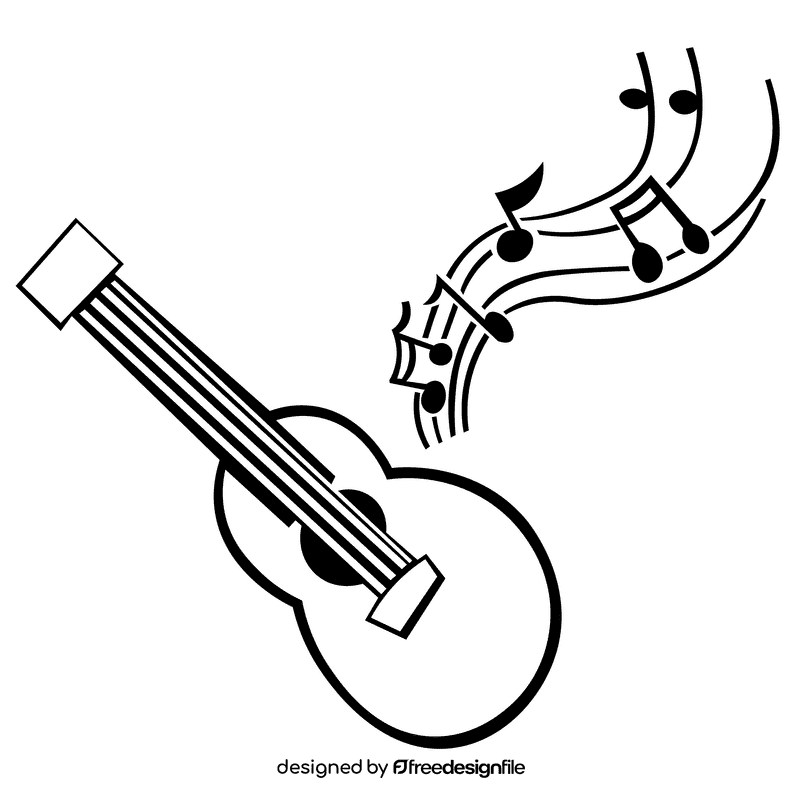 Ukulele sound black and white clipart