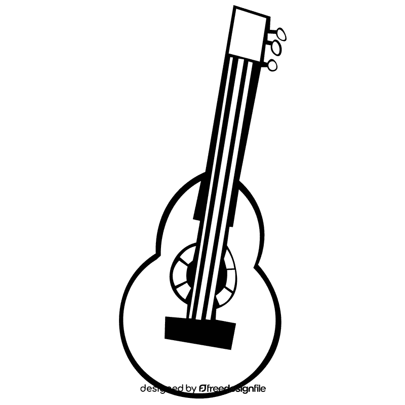 Ukulele three colour black and white clipart