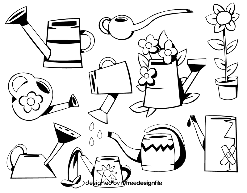 Watering can black and white vector