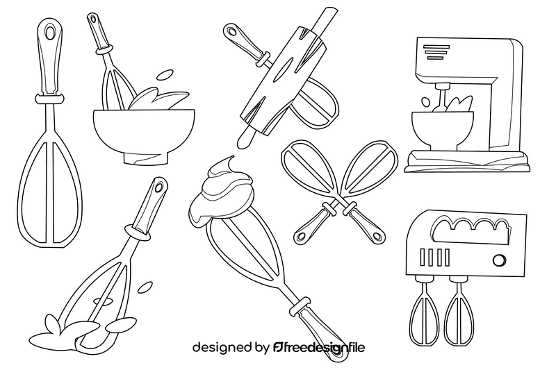 Whisk black and white vector