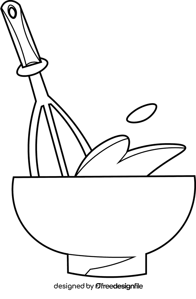 Whisk omelet black and white clipart