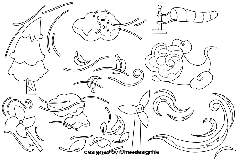 Wind black and white vector