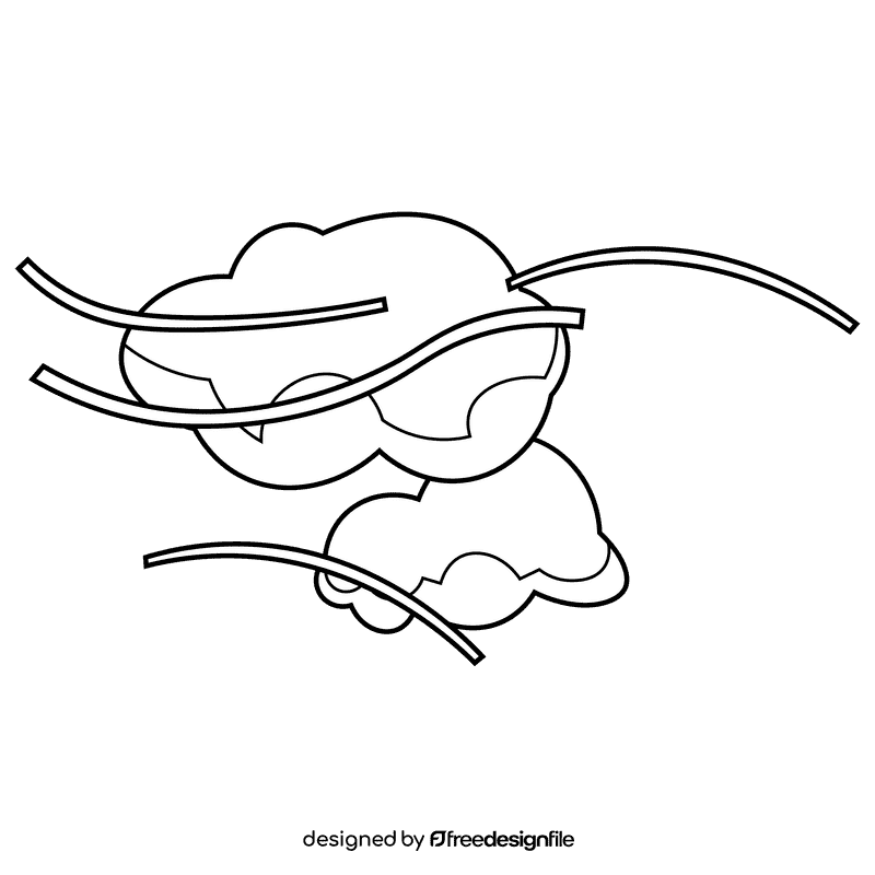 Wind clouds black and white clipart