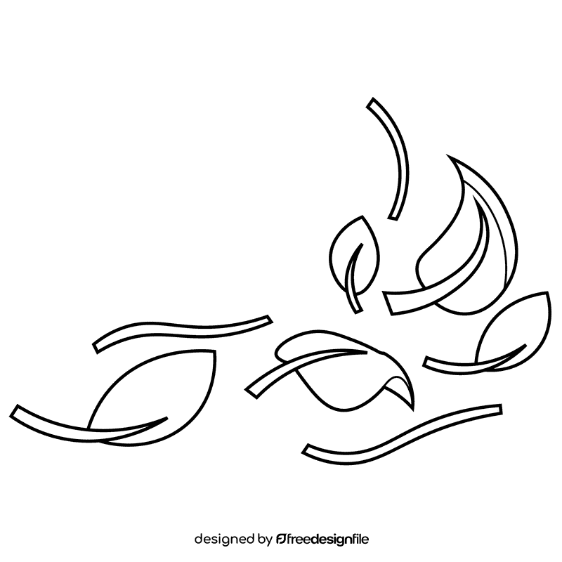 Wind leaves black and white clipart