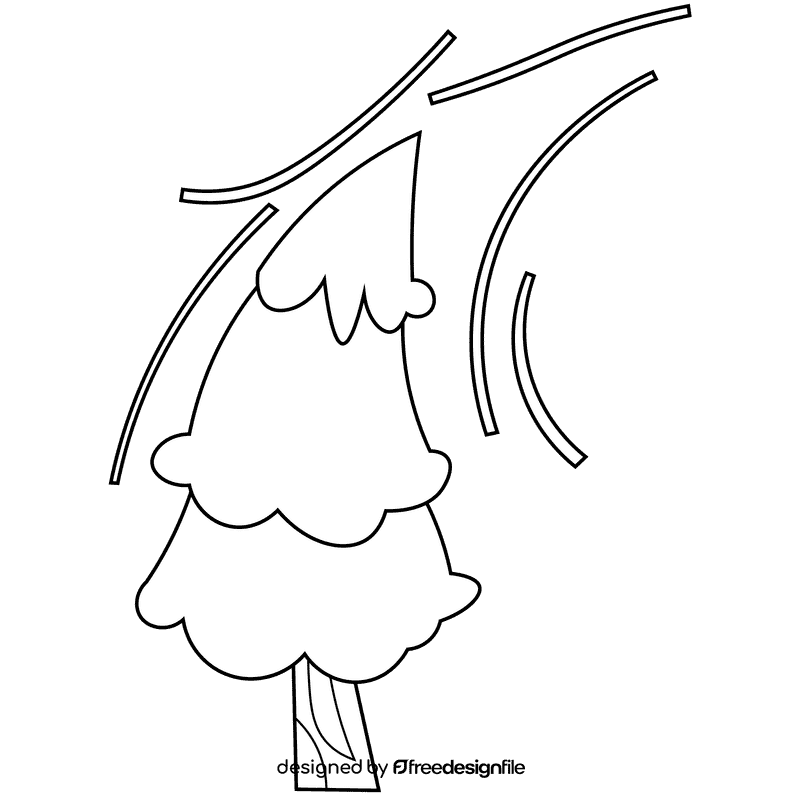 Wind tree black and white clipart