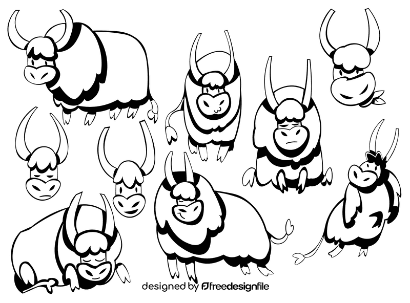 Yak black and white vector