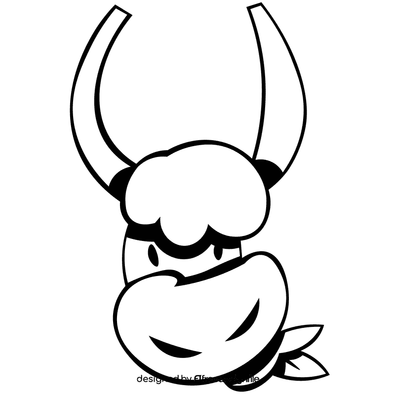 Yak eating black and white clipart