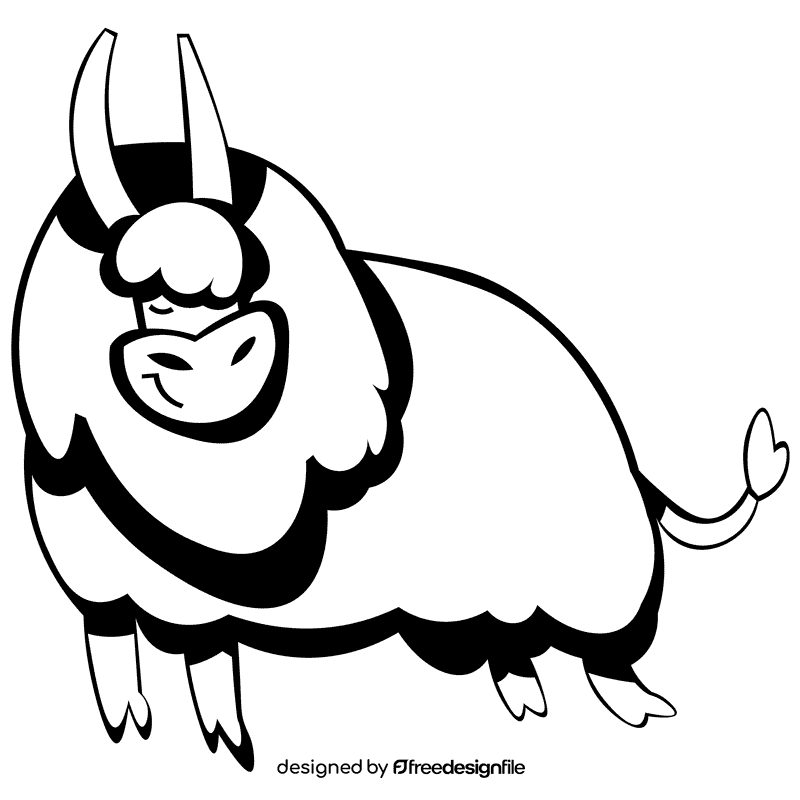 Yak happy black and white clipart
