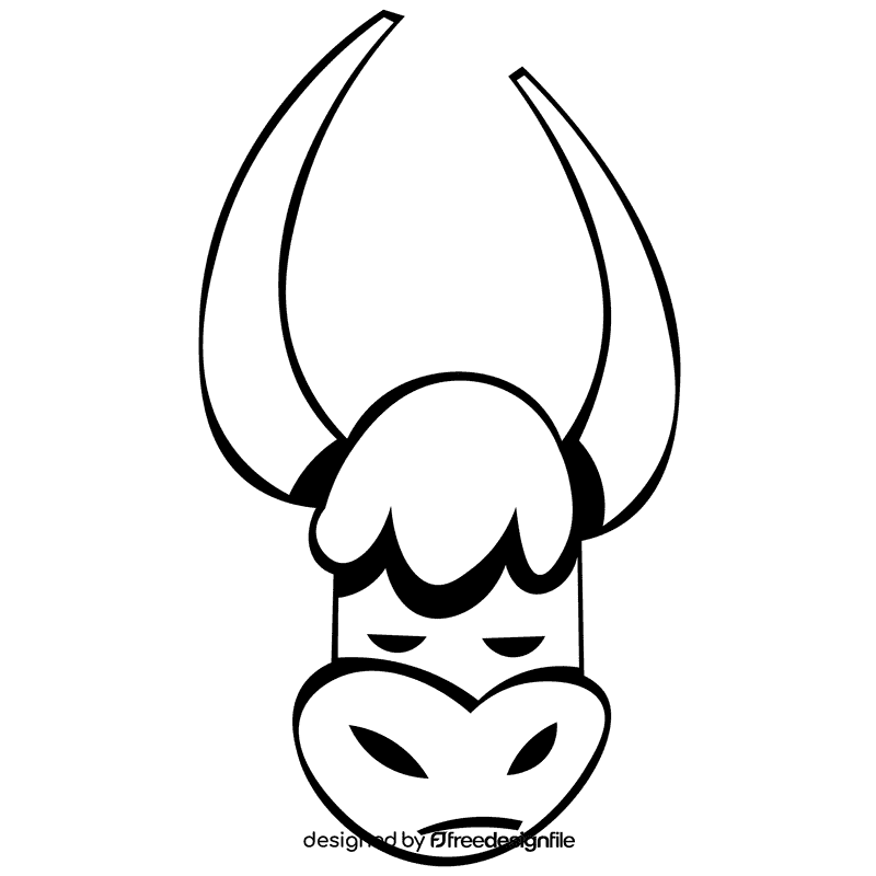 Yak head black and white clipart