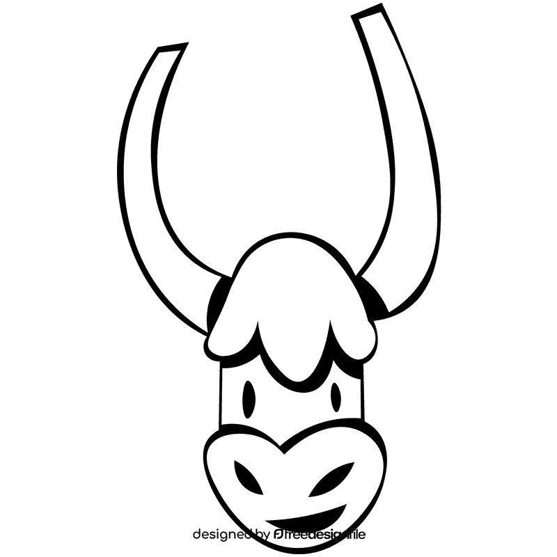 Yak head black and white clipart