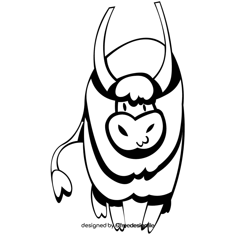 Yak interested black and white clipart