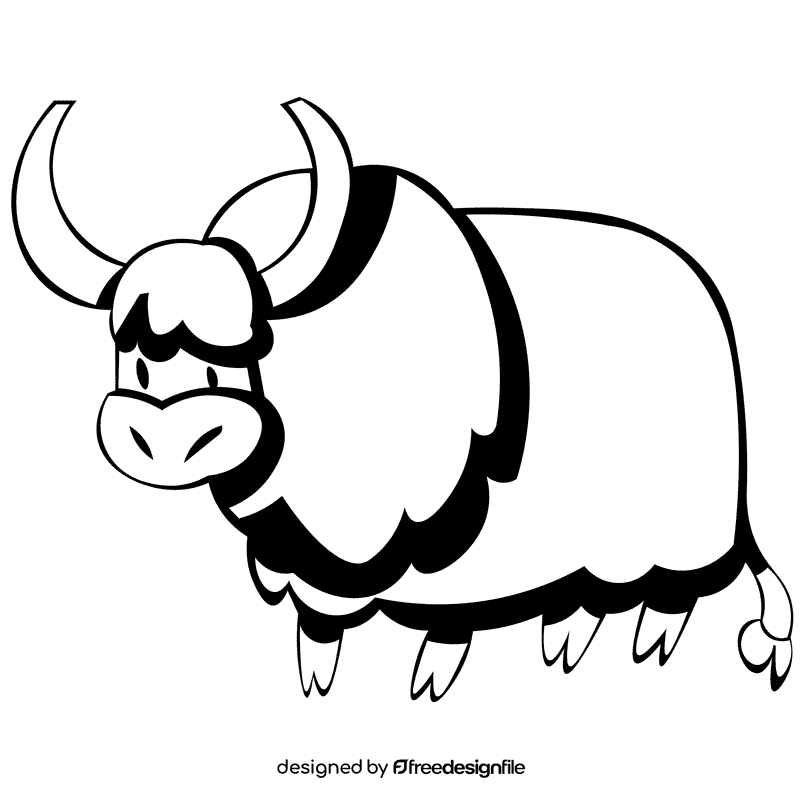 Yak black and white clipart
