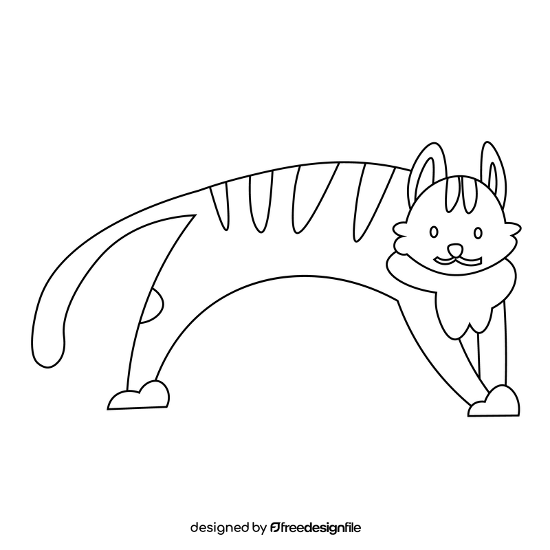 Gray cat playing black and white clipart