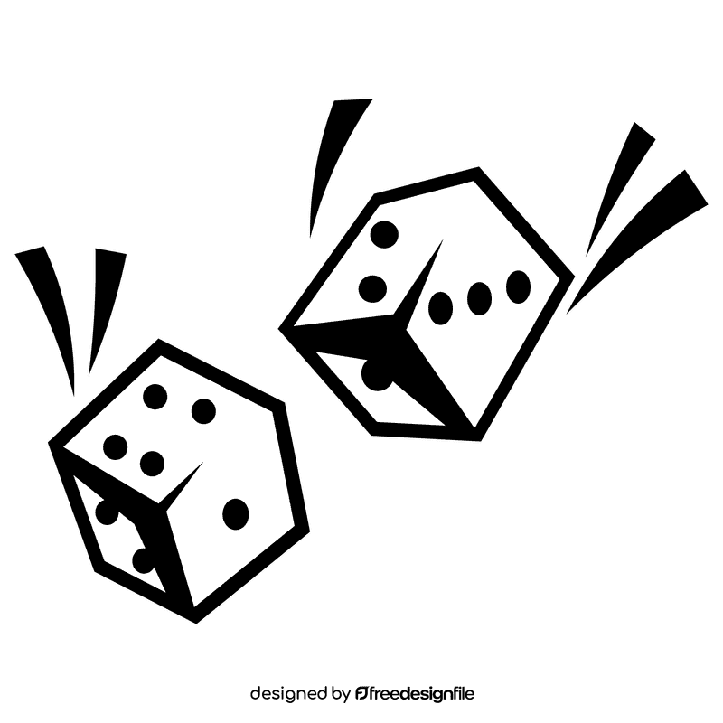 Dice couple falling black and white clipart