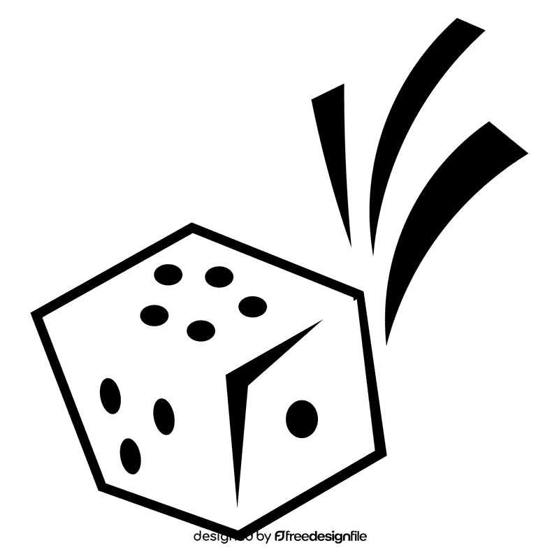 Dice falling black and white clipart