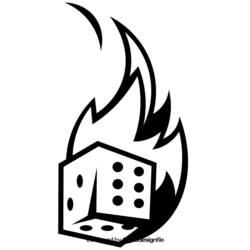 Dice fire black and white clipart