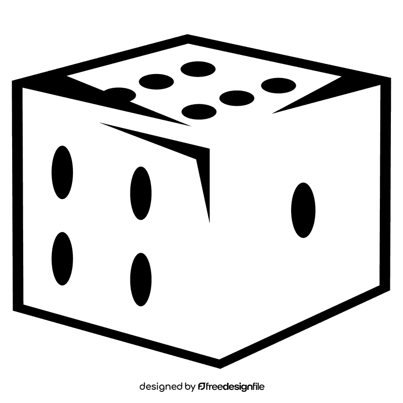 Dice single black and white clipart