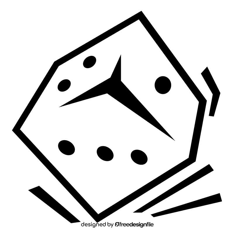 Dice tilted black and white clipart