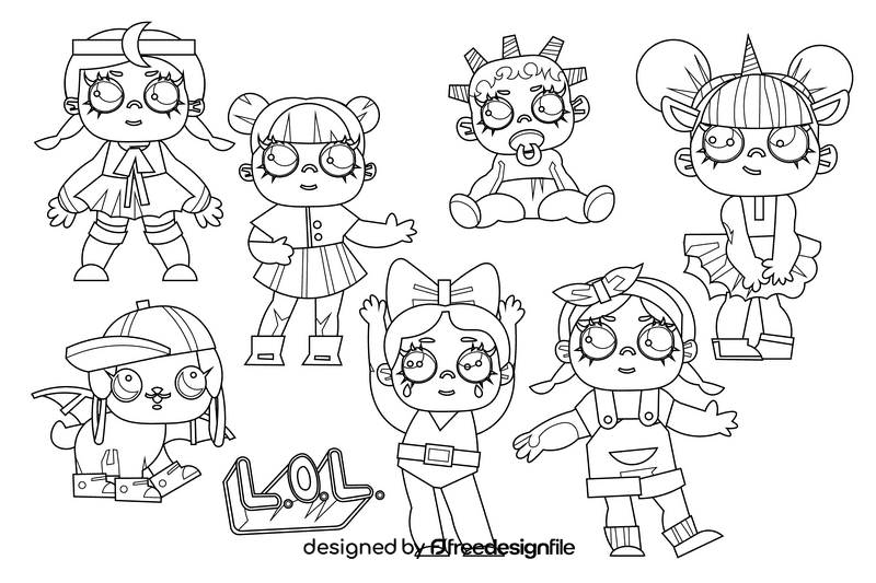 Lol surprise black and white vector