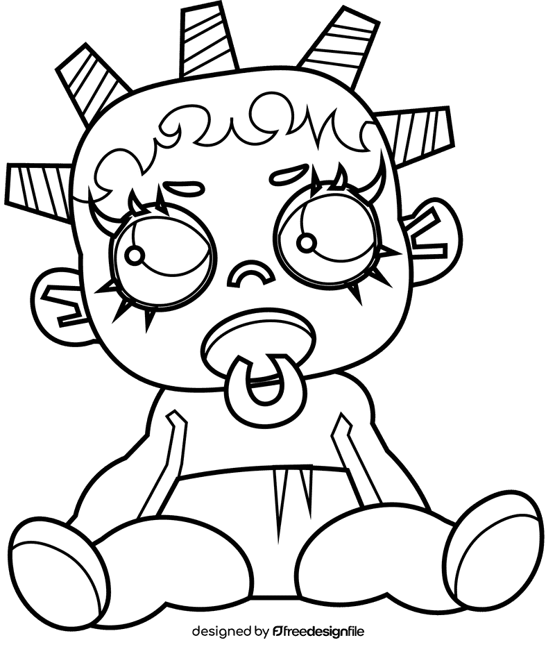 Lol surprise baby black and white clipart
