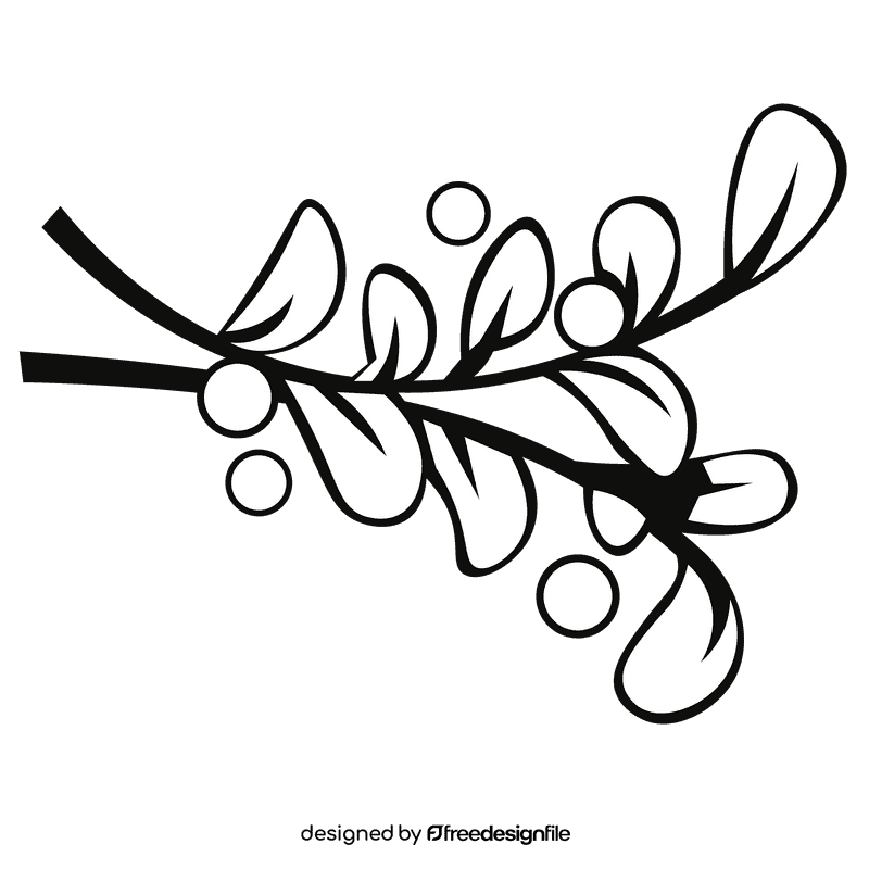 Mistletoe branches black and white clipart