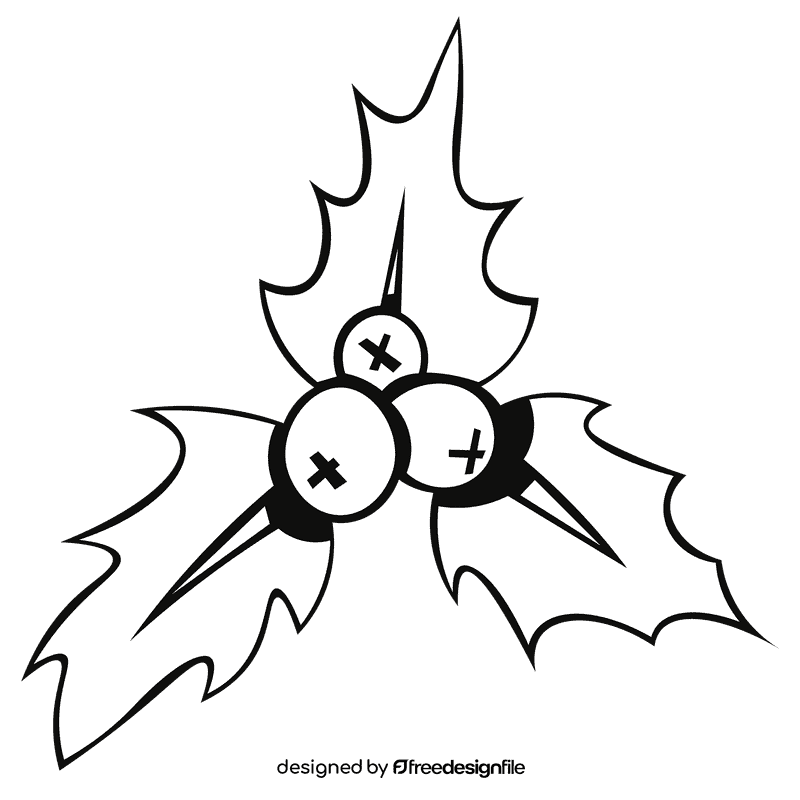 Mistletoe three leaves black and white clipart