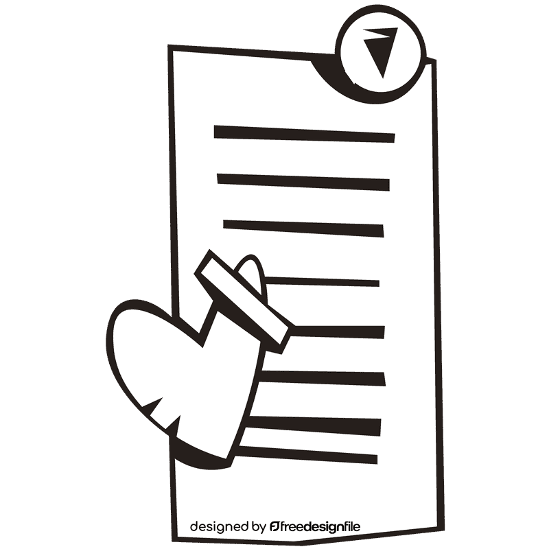 Notepad pin black and white clipart