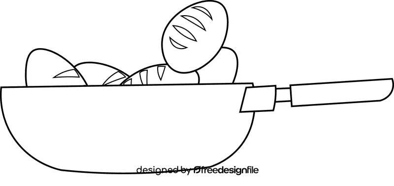 Pan potato black and white clipart