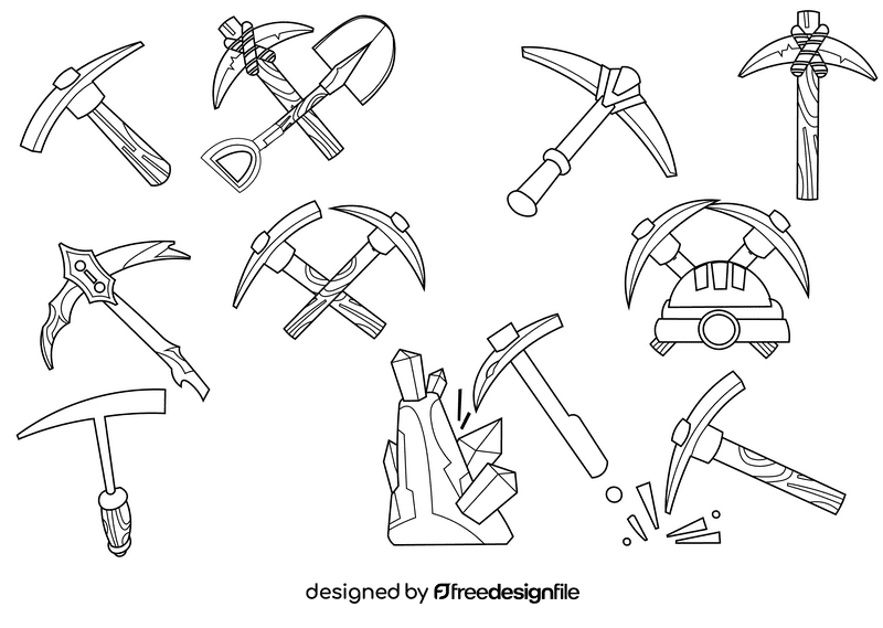 Pickaxe black and white vector
