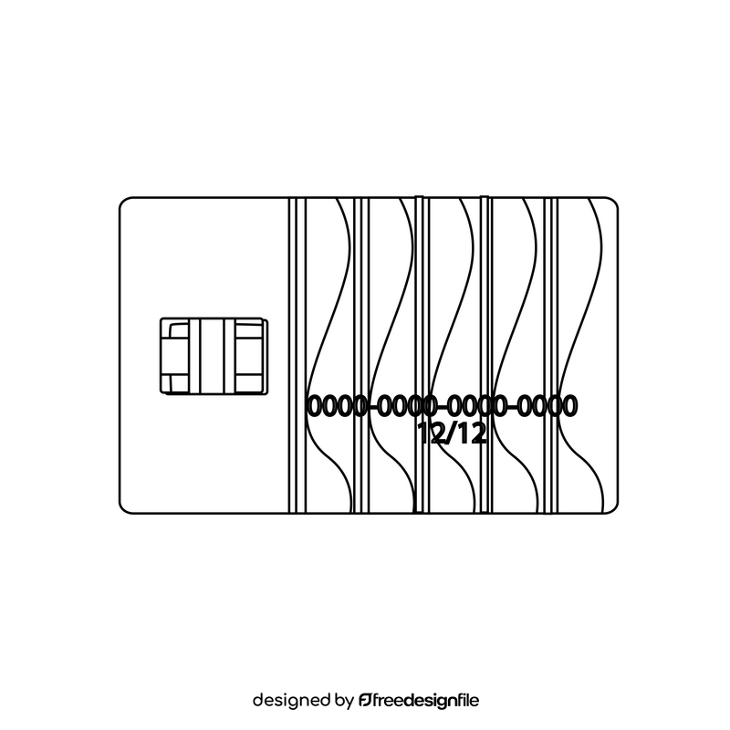 Credit card drawing black and white clipart