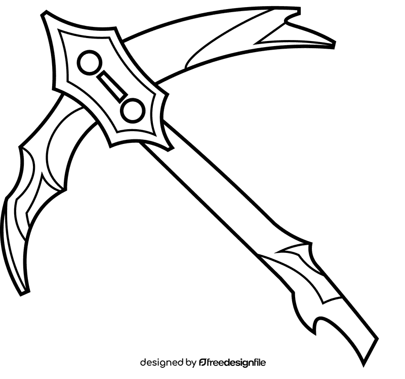 Pickaxe golden black and white clipart