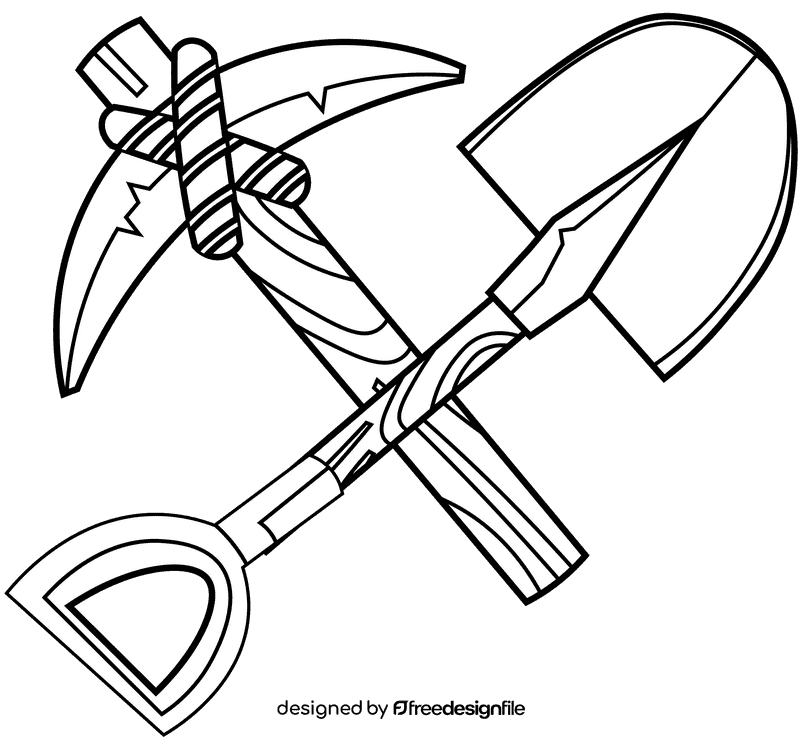 Pickaxe tools black and white clipart