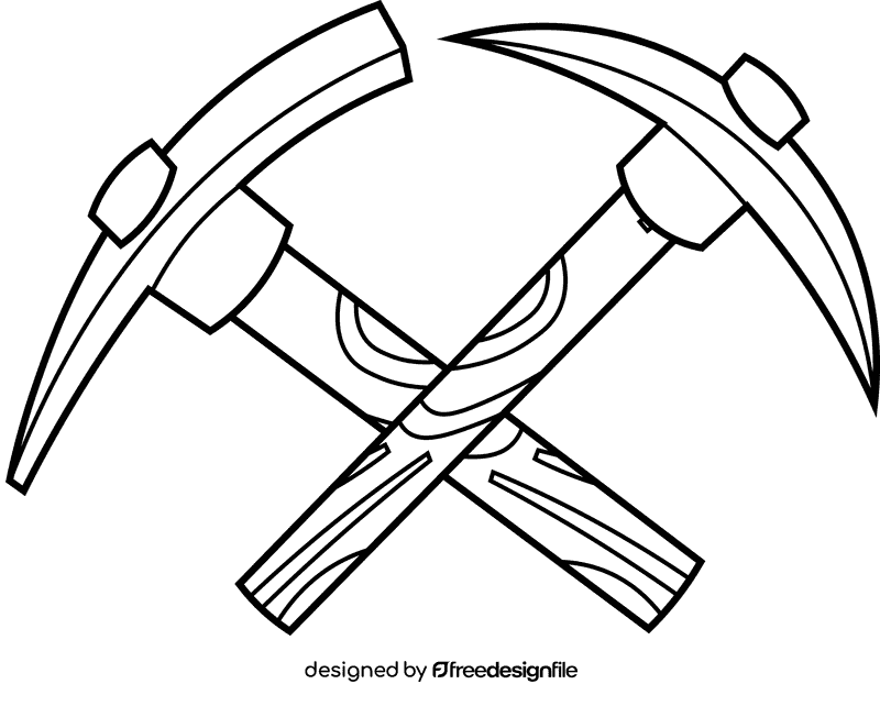 Pickaxe tools black and white clipart