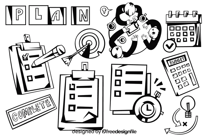 Plan black and white vector