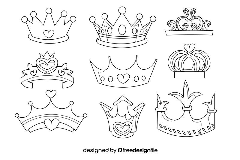 Princess crown black and white vector