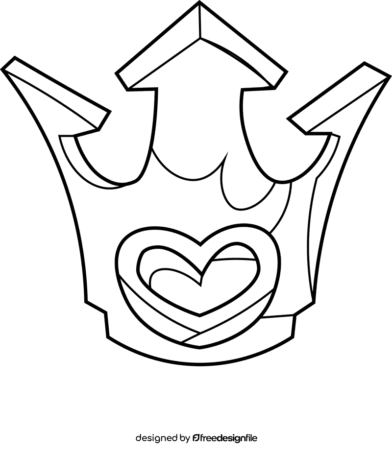 Princess crown aggressive black and white clipart