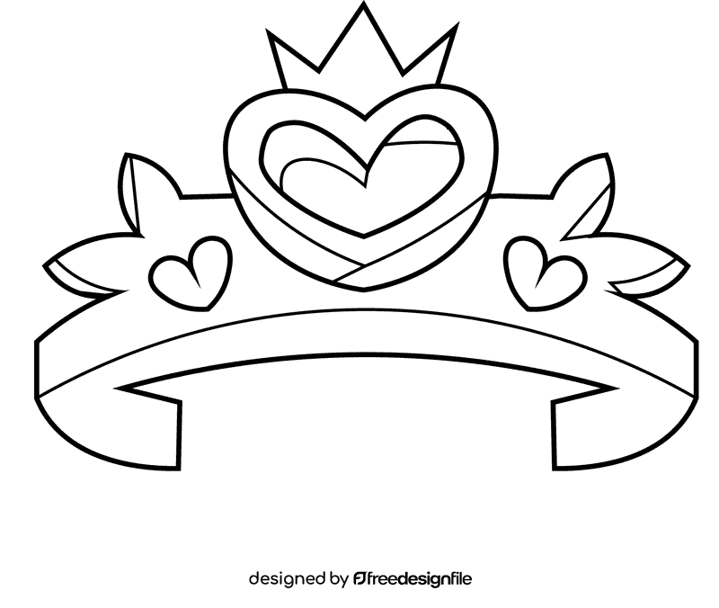Princess crown diadem black and white clipart