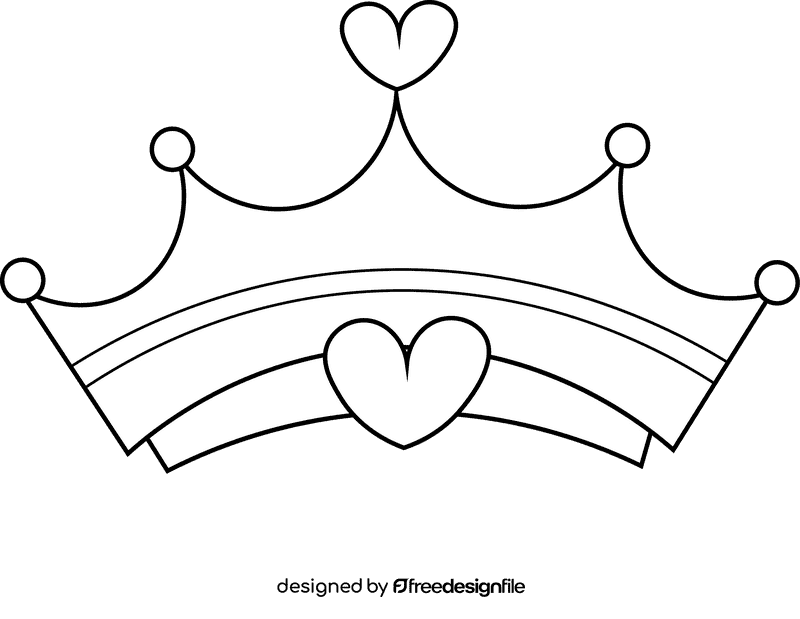 Princess crown smooth black and white clipart