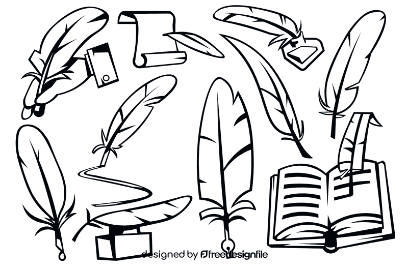 Quill black and white vector