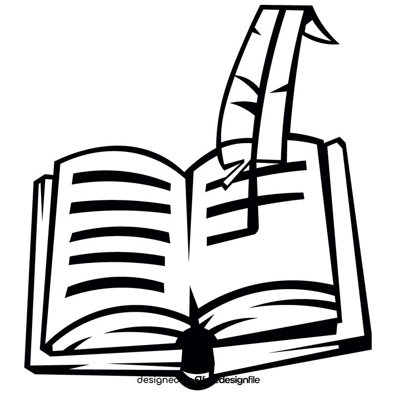 Quill book black and white clipart