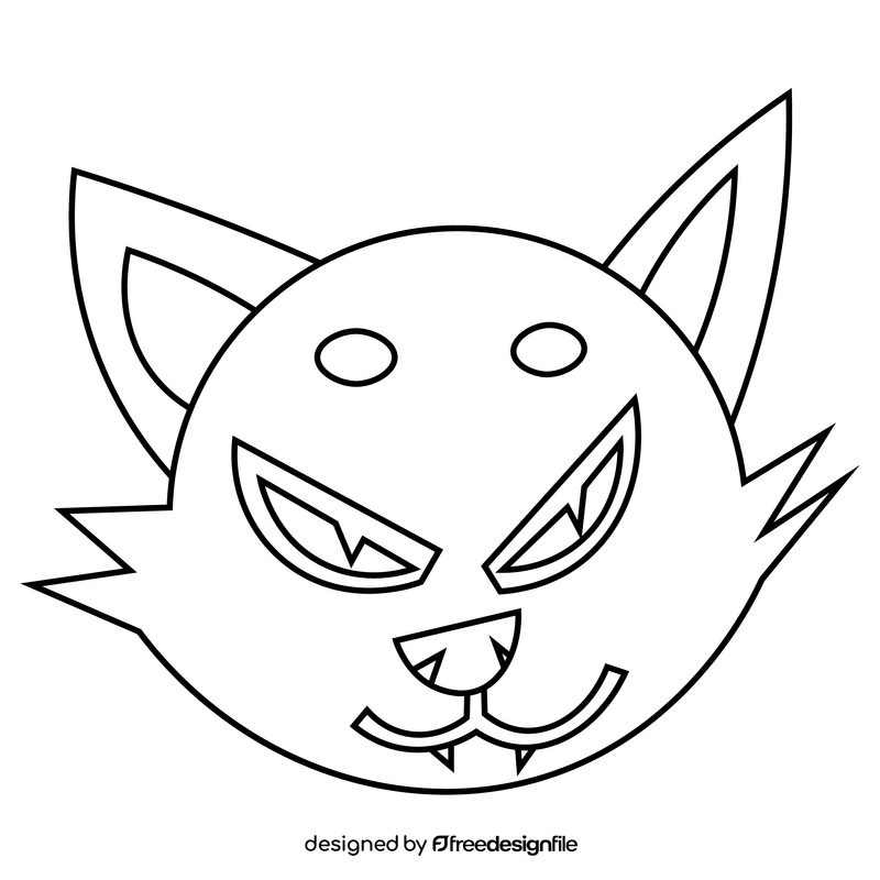 Cartoon cat evil drawing black and white clipart