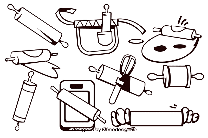 Rolling pin black and white vector