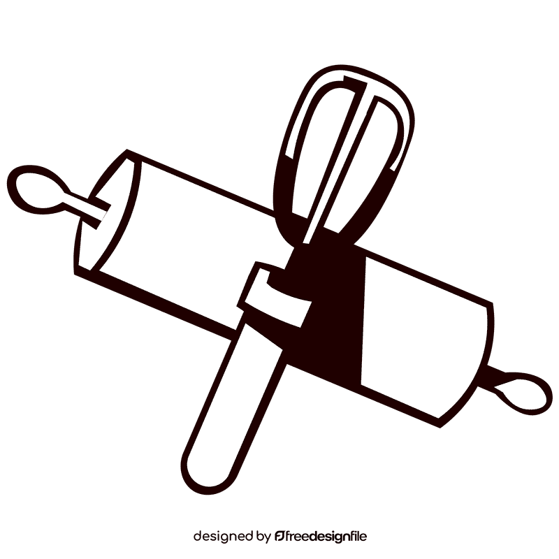 Rolling pin blender black and white clipart