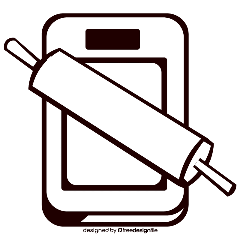 Rolling pin desk black and white clipart