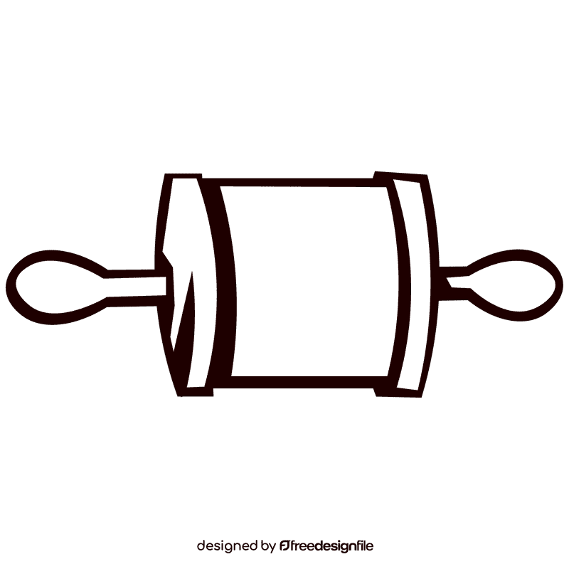 Rolling pin small black and white clipart